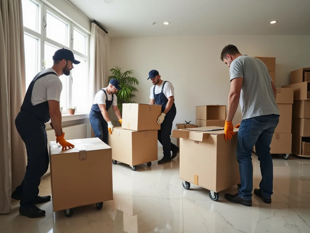 Professional moving team at work